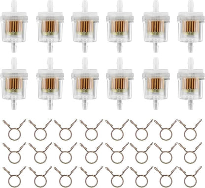 12pcs 1/4 Inch Gas Inline Fuel Filter Compatible by AloneGoer