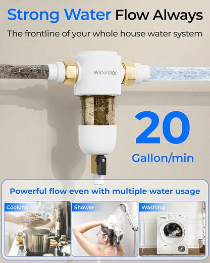 Waterdrop Spin Down Sediment Filter, 50/200 Micron Reusable Whole House Water - Image 5