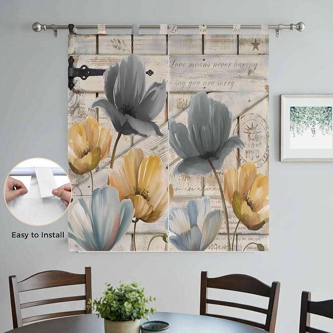 Spring Tulips Flower Living Room Curtains 84 Inch Length, Window Curtains Tab - Image 4