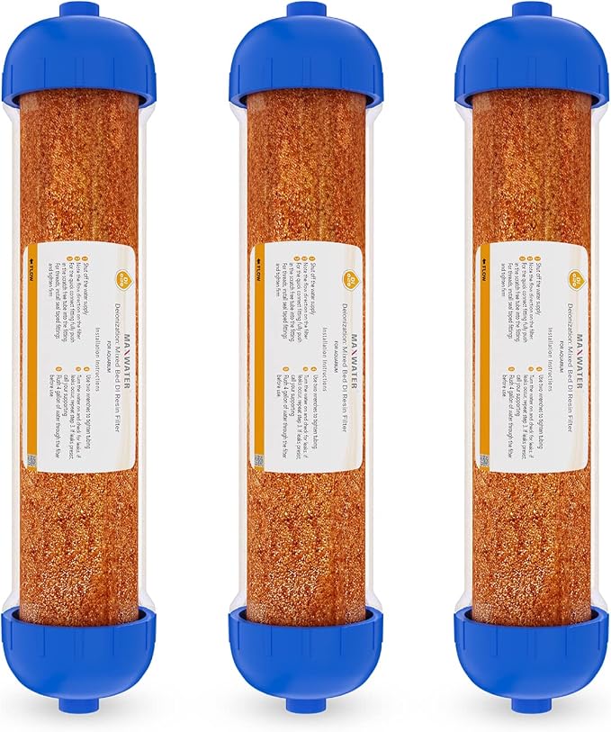 Mixed Bed Ion Exchange Aquarium Filter Resin 0 PPM RO DI Refillable Housing by MaxWater