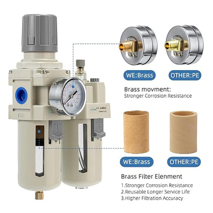 1/2" NPT Air Compressor Oil-Water Separator, Air Pressure Regulator, Compressed - Image 5