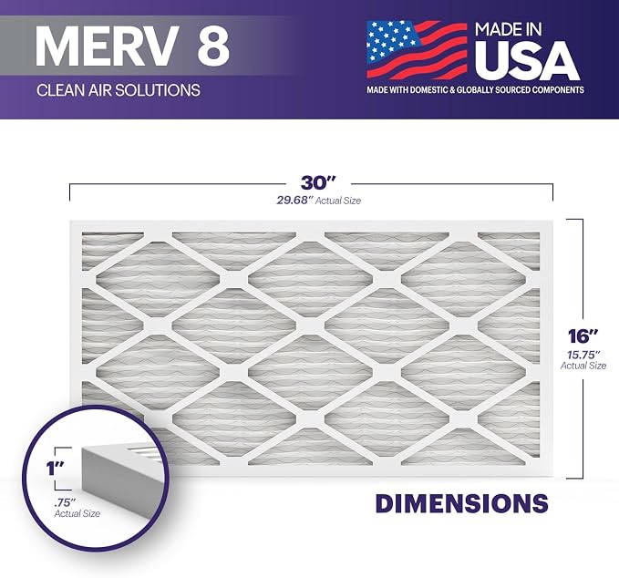 BNX TruFilter 16x30x1 Air Filter MERV 8 - Image 2