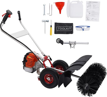 TFCFL 52CC 2 Stroke Gas Power Broom, 2.3HP Walk Behind Sweeper Outdoor Handheld by TFCFL