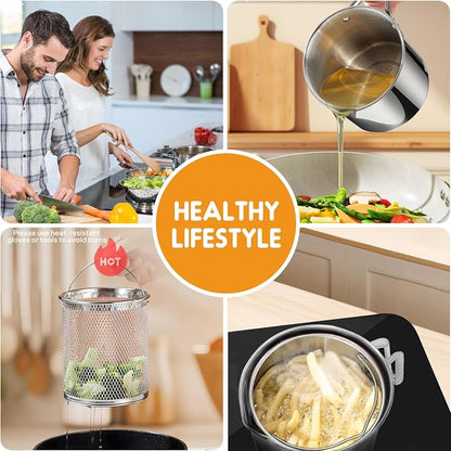 Chihee Grease Container Deep Fryer 2 in 1 Stainless Steel Bacon Grease Saver - Image 7