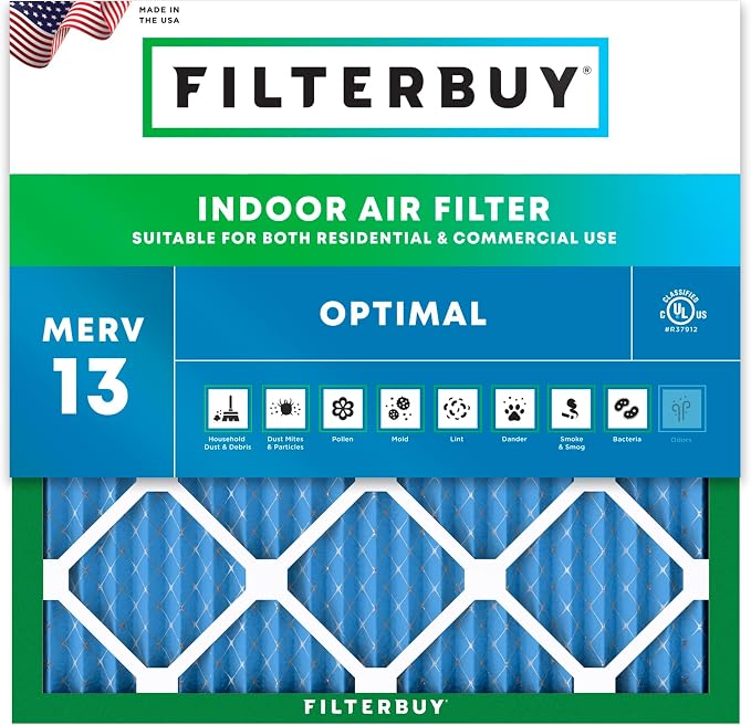 Filterbuy 23.5x23.5x1 Air Filter MERV 13 Optimal Smoke & Allergy Defense by Filterbuy