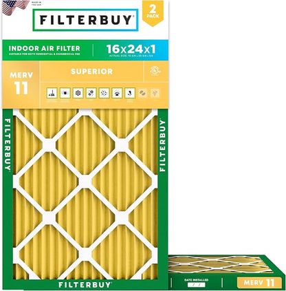 Filterbuy 16x24x1 Air Filter MERV 11 Superior Pet & Allergy Defense, by Filterbuy