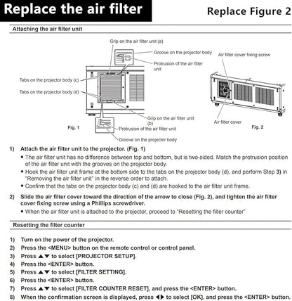 AWO ET-EMF330 ET-SFR330 Replacement Projector Air Dust Filter - Image 5