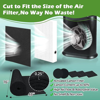 Cut to Fit Carbon Air Purifier Filter Roll, Carbon Pad Replacement - Image 2