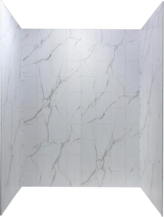 Palisade 78in x 60in x 36in Waterproof Vinyl Shower Surround Kit with Accessories in Urban Glacier