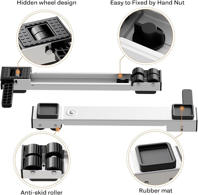 KVRG Appliance Rollers Heavy Duty,Newest Extendable Appliance Sliders,Liftable Washing Machine Base,Easily Move Washer and Dryer Machines,Refrigerators,Furniture-White
