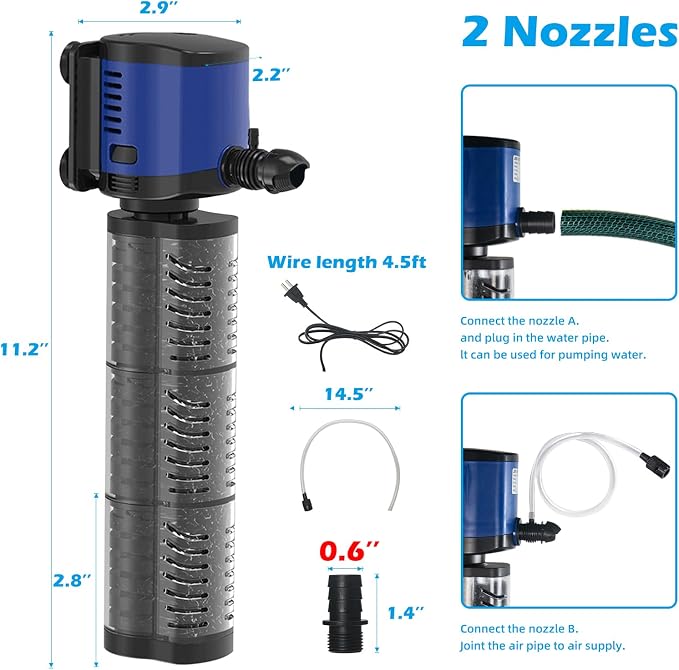 TARARIUM Aquarium Filter Powerful 260GPH - Image 4