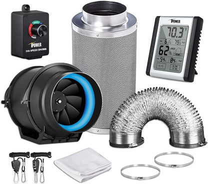 iPower GLFANXEXPSET6D25CHUMD 6 Inch 294 CFM Inline Filter 25 Feet Ducting by iPower