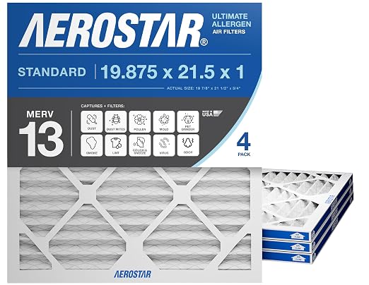 Aerostar 19 7/8x21 1/2x1 MERV 13 Pleated Air Filter, AC Furnace Air Filter by AirFiltersDelivered
