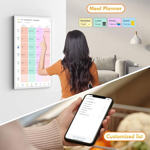 24" Digital Calendar Picture-Frame for-Wall-Planner - Touchcreen Interactive Electronic Calendar Display, Chore Chart, Star Reward, Sync Google iCloud Outlook Via APP, Wall Mount, Gifts for Mom Dad