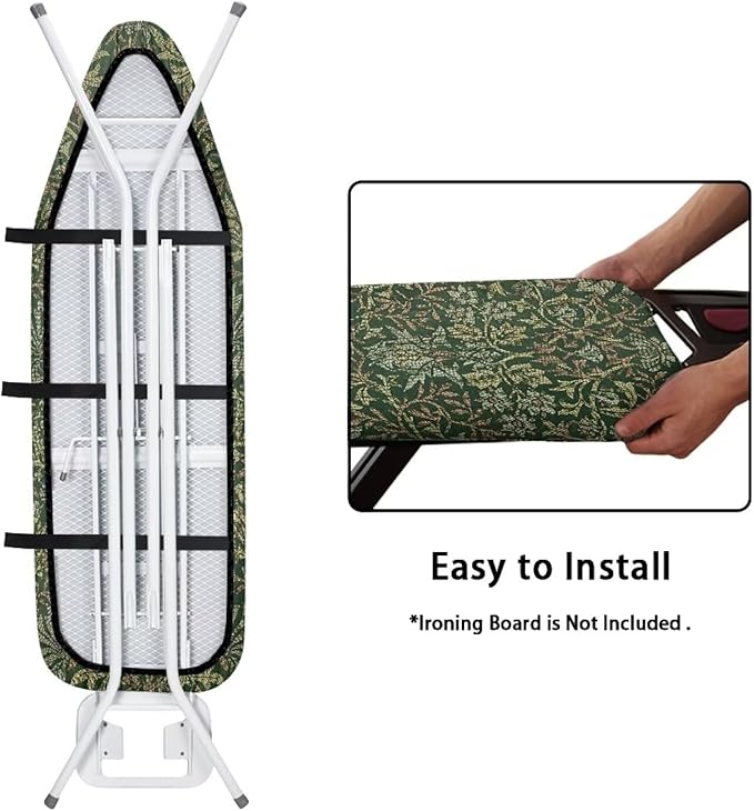 ZCFYGDX Breathable Ironing Board Cover Decor, Resist Scorching & Staining, 15x54 Wear & Soil Resistant Covers, Elastic Edges,3 Fasteners,Anti-Scorch Polyester Fabrics William Morris Prints