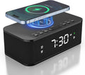 Fansbe Direct Digital Alarm Clock White Noise, Loud Digital Alarm Clocks Bedrooms, Alarm Clock Speaker Wireless Charger AUX USB Bluetooth Speaker 12/24H Dual Alarm Snooze Adjustable Brightness, Black