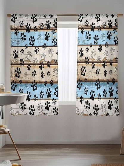 Sheer Curtains 63 Inch Length, Vintage Farmhouse Rustic Wooden Grain Privacy - Image 5