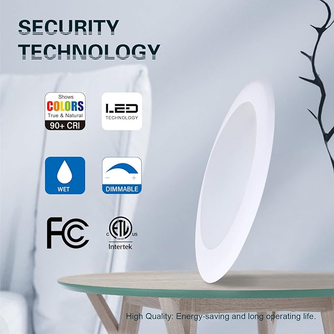 TOPELER 6Pack Dimmable LED Surface Mount Downlight, 15W 1000Lm Low Profile Ceiling Light Fixture, 5000K Daylight, Installs with Junction Box or Recessed Can, ETL-Listed
