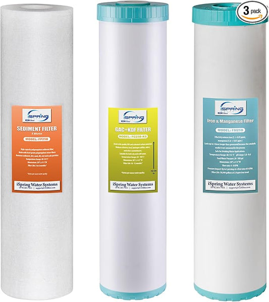 iSpring F3WGB32BMKS 4.5” x 20” 3-Stage Whole House Water Filter Replacement Pack by iSpring