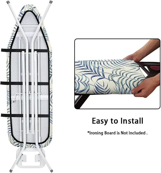 ZCFYGDX Easy Installation 17 x 49 Ironing Board Covers - Hawaiian Palm Leaf Print Elastic Edge & Nylon Buckle Straps Fasteners, Suitable for Most Iron Board, Stain Resistant Protective Cover