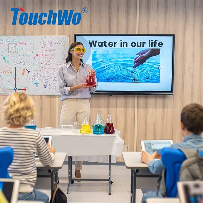 TouchWo 55" Interactive Touchscreen Monitor, Smart Board FHD 1080P Display with Wall Mount, Android 12 Smart Touch Screen Presentation Electronic Whiteboard for Office & Classroom, RAM 4G & ROM 64G