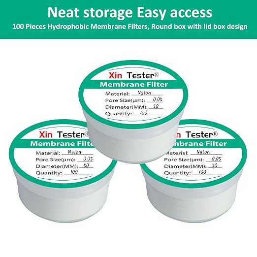 Xin Tester 100 Pieces Nylon Disc Membrane Filters, 50 mm Diameter, 0.05µm Pore - Image 6