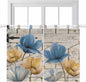 Blue Yellow Tulips Bedroom Curtains 63 Inch Length, Window Curtains Tab Top by Unknown