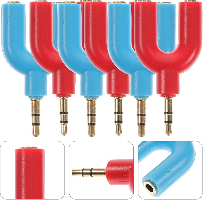 COHEALI 6pcs Audio Splitter Adapter to Headphone Splitter for Laptop Tablet Stereo Aux Cable with Strong Signal Transmission for Sharing Music and Movies with Partner