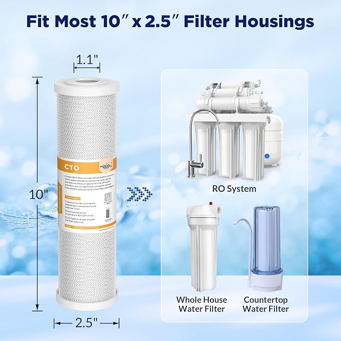 Membrane Solutions 5 Micron 2.5" x 10" CTO Carbon Block Water Filter Cartridge - Image 5