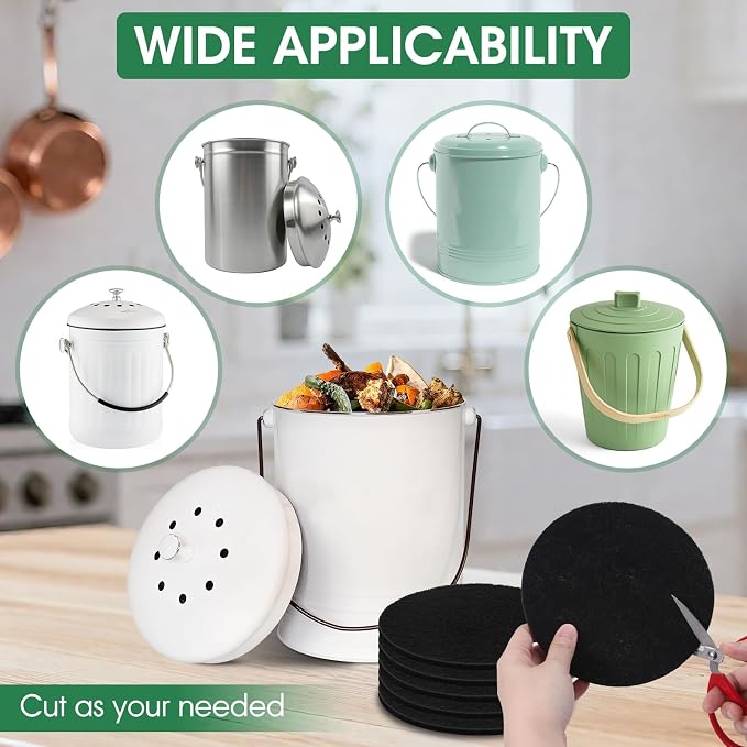 6 Pack Charcoal Filters for Compost Bucket，Compost Filters for Countertop Bin， - Image 3