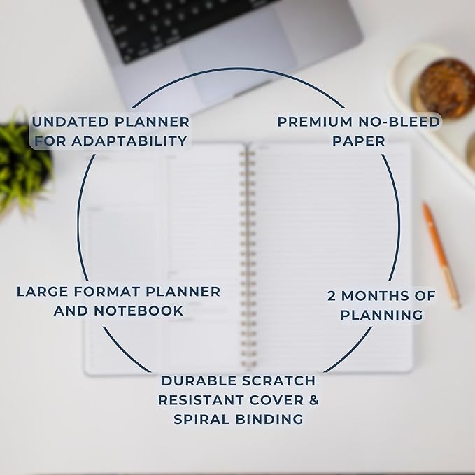 Undated Daily Planner | 8.25” x 11.75” To Do List Notebook | Work Productivity ADHD Organizer | Men and Women Planner | College Supplies | Evergreen | Portrait Layout