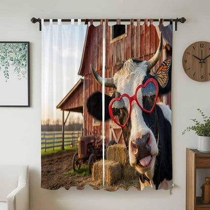 Farm Cows Living Room Curtains 84 Inch Length, Window Curtains Tab Top - Image 2