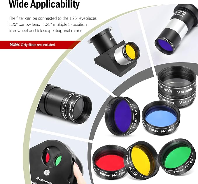 Astromania 1.25-Inch Telescope Eyepiece Filter Set, Variable Grey Polarizing - Image 6