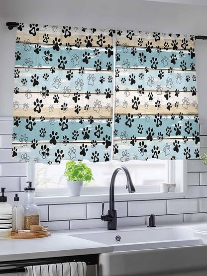 Sheer Curtains 54 Inch Length, Vintage Farmhouse Country Wood Grain Privacy - Image 5