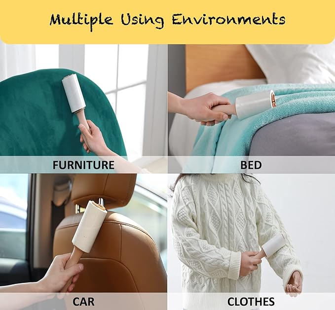 HapChron Extra Sticky Lint Roller Refills Only, Total 600 Easy Tear Sheets, Fits Most 3.9"-4" Standard Size Lint Roller with Inner Diameter at 1.5", Works Great On Pet Hair