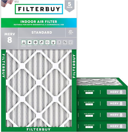 Filterbuy 10x20x2 Air Filter MERV 8 Essential Dust & Allergy Defense, by Filterbuy