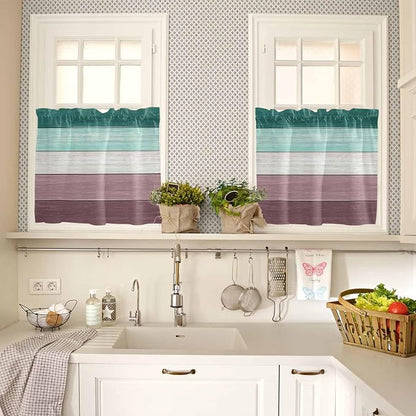 Retro Farm Woodcuts Texture Window Valance Curtains, 2 Panel - Image 6