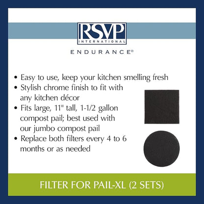 RSVP International Charcoal Compost Bin Filter 2-Piece Set Helps Keep Kitchen - Image 6