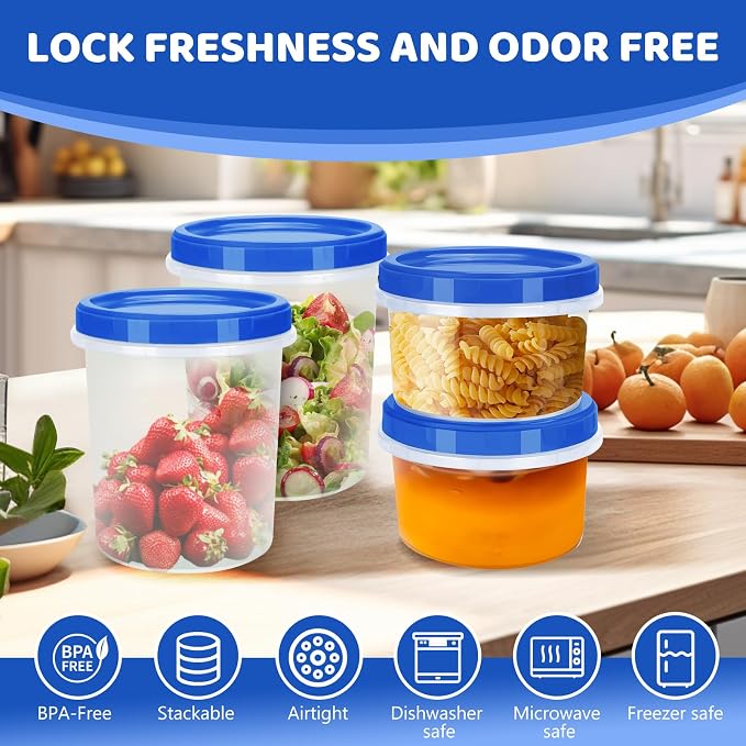 Food Storage Containers with Twist Top Lids, Ultra Thick Airtight Plastic - Image 4