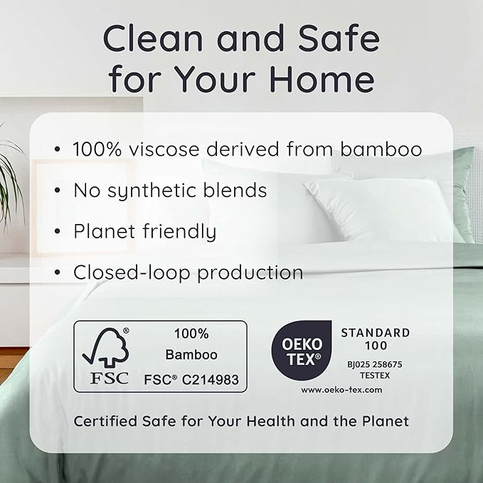 Bambaw 100% Viscose Derived from Bamboo Fitted Sheet Twin Size, 15’’ Deep Pocket Twin Fitted Sheet Only with Corner Straps, Cooling & Soft (Sea Glass)