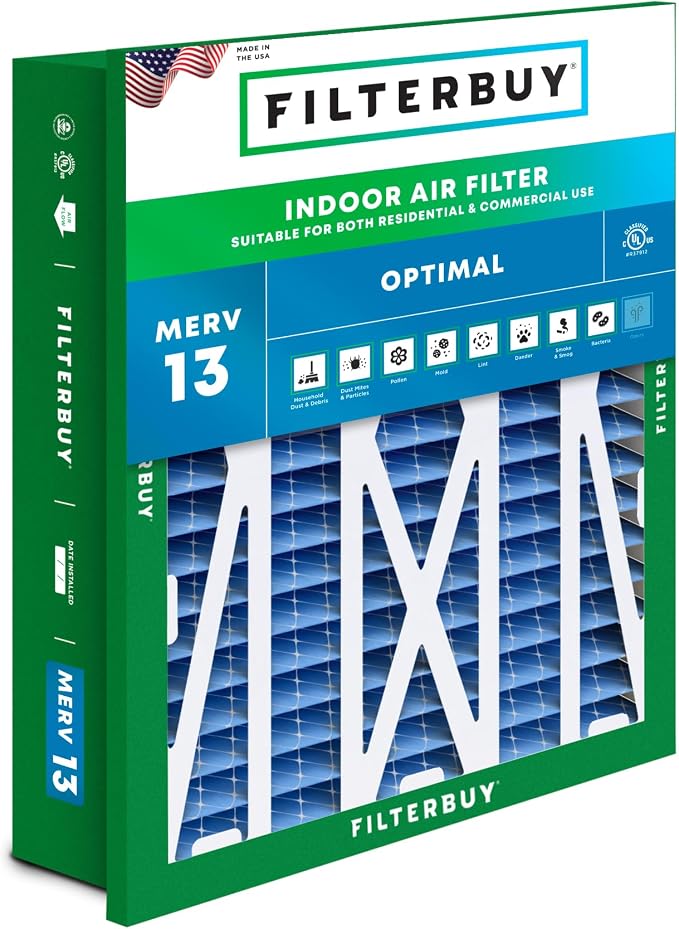 Filterbuy 20x20x5 Air Filter MERV 13 Optimal Smoke & Allergy Defense, by Filterbuy