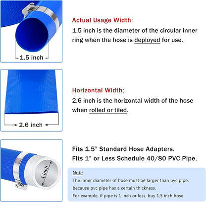 DAVCO 1.5" x 100 ft Pool Backwash Hose, Heavy Duty Reinforced Blue PVC Lay Flat - Image 2