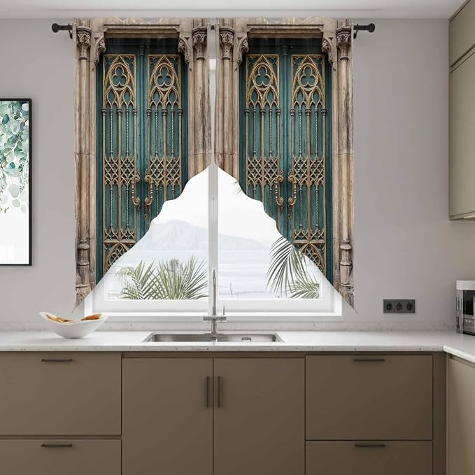 Turquoise Vintage Door Swag Valances - Image 8