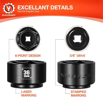 BLACKROBOT 36mm Low Profile Oil Filter Socket, 3/8" Drive 6-Point Oil Filter - Image 4
