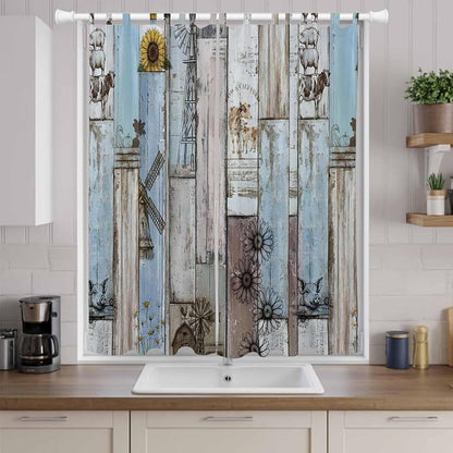 Blue Grey Wooden Living Room Curtains 84 Inch Length, Window Curtains Tab Top - Image 9