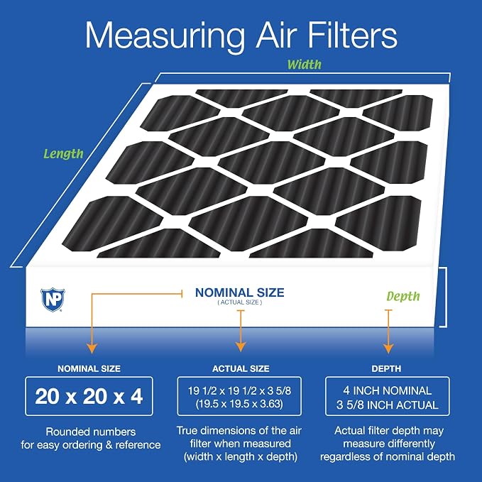 Nordic Pure 20x20x4 Pure Carbon Pleated Odor Reduction Merv 8 Furnace Filters 6 - Image 2