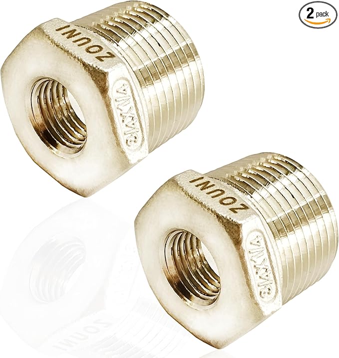 2 Pcs 304 Stainless Steel Reducer Hex Bushing, 3/4" Male NPT to 1/4" Female by Zounionline