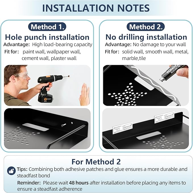 Floating Shelves for Projector, Metal Wifi Router Shelf, Cable Box Wall Mount, Dvd Player Shelf, Wall Mounted Floating Stand/Holder-2pcs