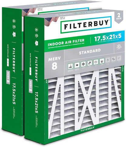 Filterbuy 17.5x21x5 Air Filter MERV 8 Essential Dust & Allergy Defense by Filterbuy