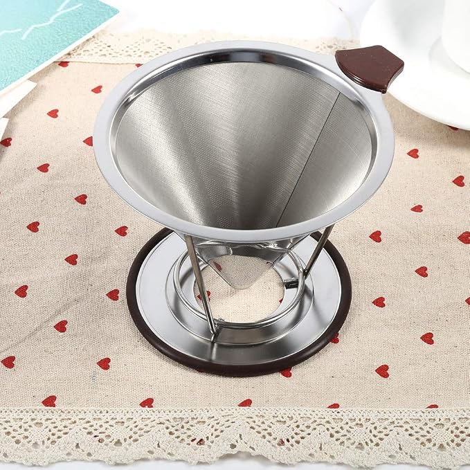 304 Stainless Steel Coffee Cone Filter, Double Layer Mesh Drip Dripper - Image 5